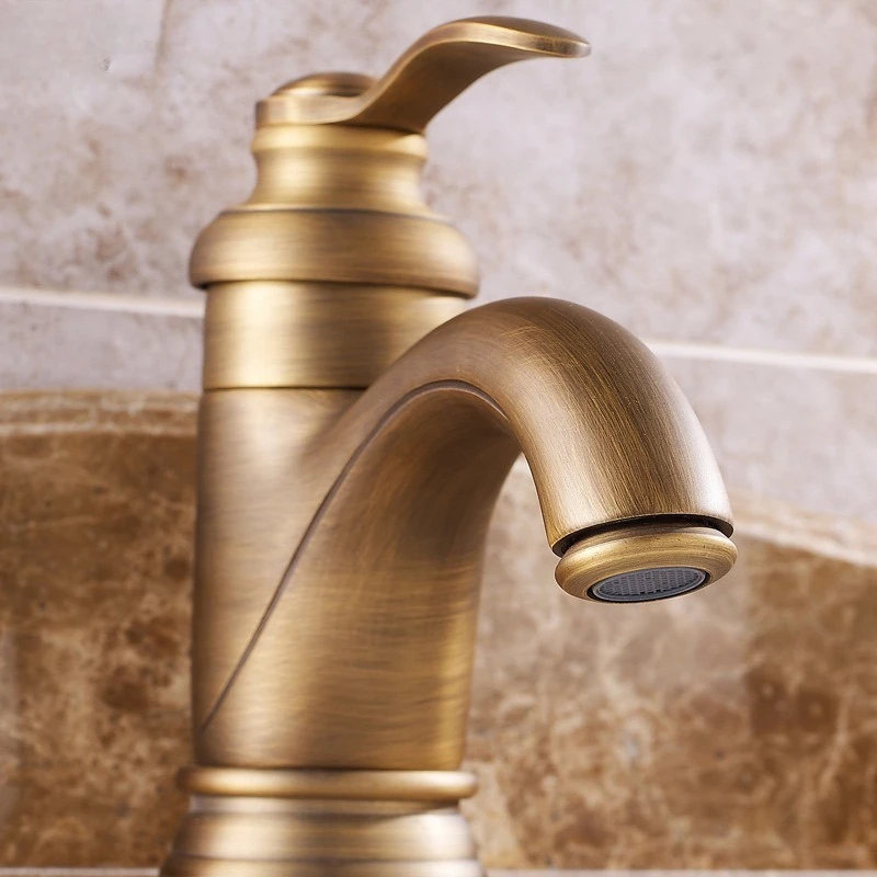 European-style Brass Antique Low Teapot Basin Faucet Hot and Cold Water Mixer