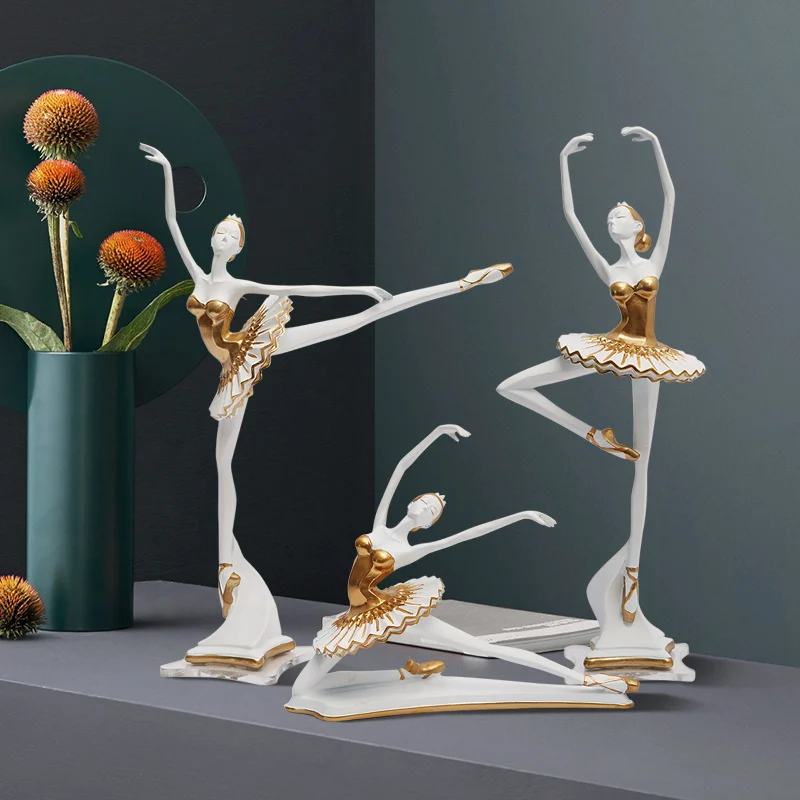 Resin Dancer Ballet Sculpture Porch Decoration Art Handicraft Painting Figurine Decor