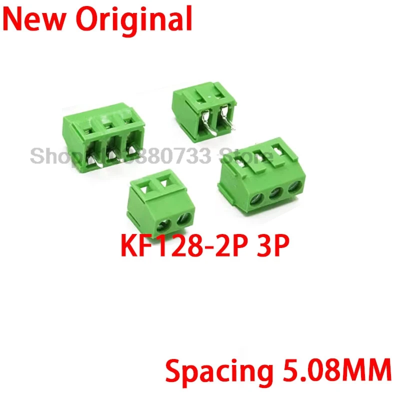 5PCS 100% New Screw type PCB terminal KF128-2P 3P terminal 5.08mm splicing tinned copper pin