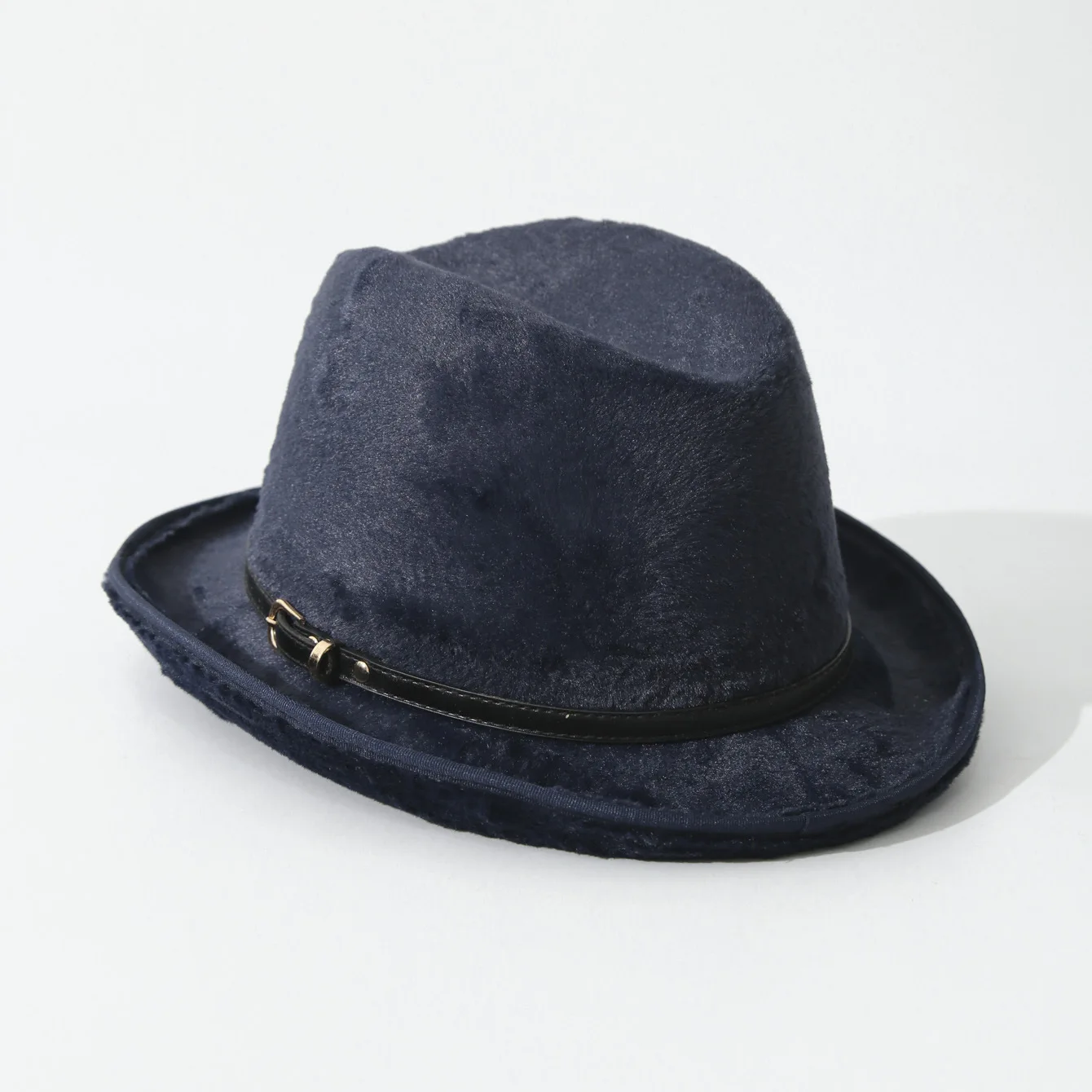 French Mink Fur Fedora Hat, British Winter Warm Curved Brim Felt Hat for Men