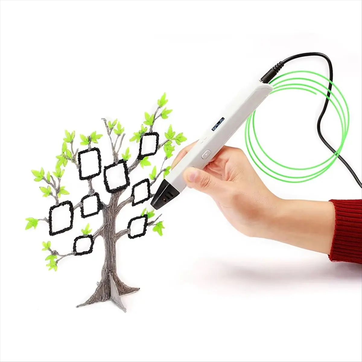 

AS526 HAPPY^RP800A Scribble Pen OLED Display 3D Printing Pen with PLA Filament for Doodling Making EU Plug