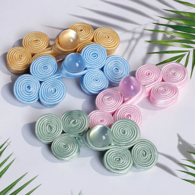 5Pairs Chinese Knot Buttons Sewing On Closure Fasteners for Cheongsam Scarf Cardigan Sweater Garments Bead Fastener Button