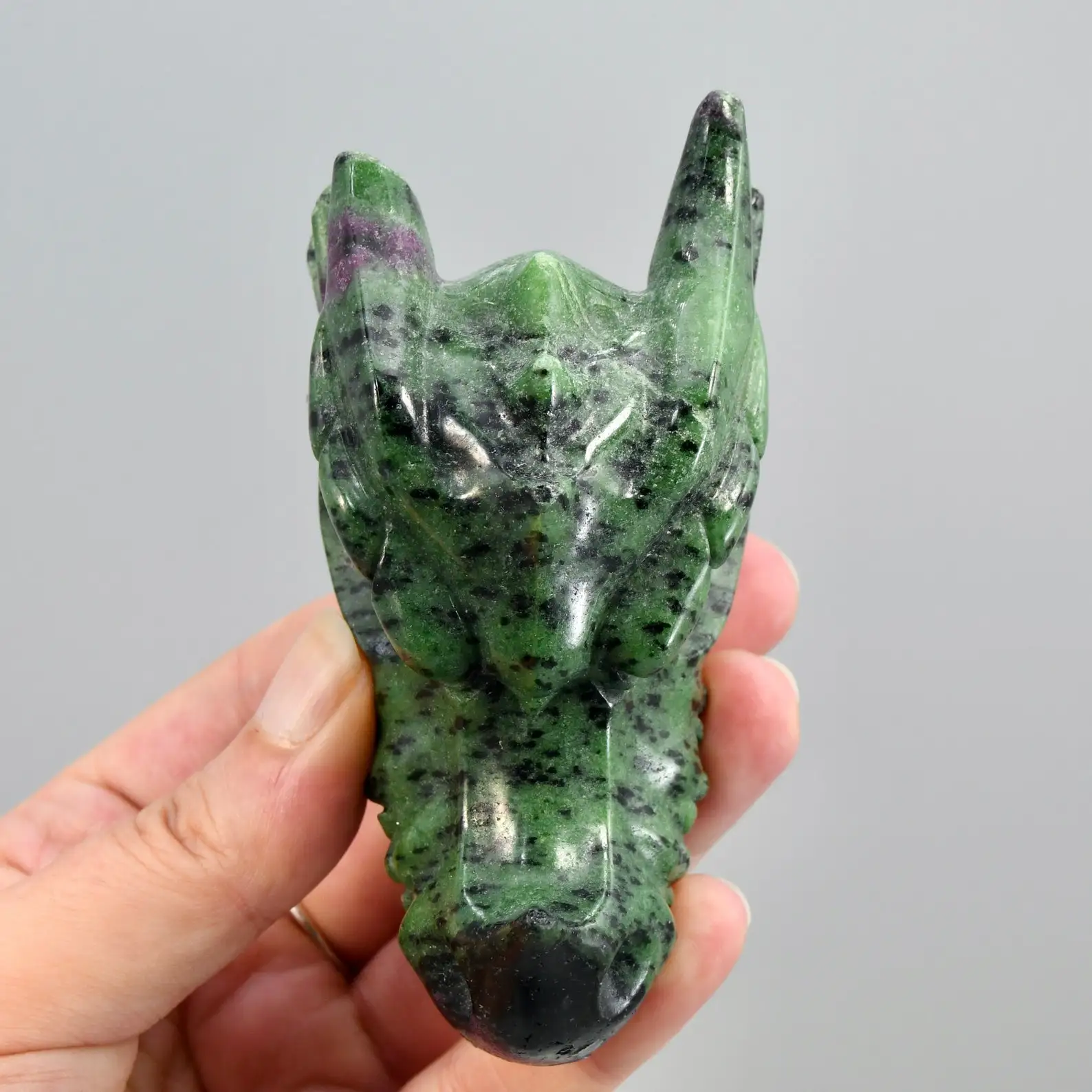 4in Ruby Zoisite Carved Crystal Dragon Skull 1pc Random