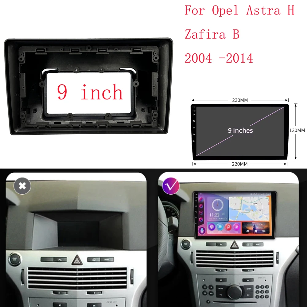 9 Inch Car Frame Fascia Adapter Canbus Box Decoder Android Radio Dash Fitting Panel Kit For Opel Zafira B 2004-2010