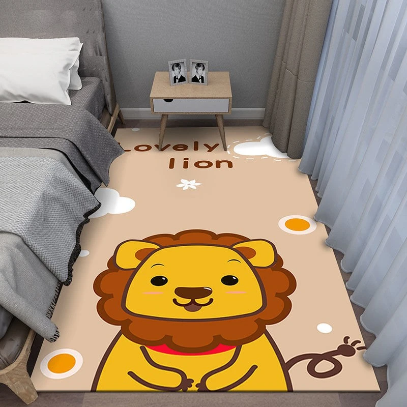 Cartoon Lion 3D Printed Carpets for Living Room Decoration, Kids Bedroom, Bedside Area Rugs, Soft Child Play, Crawl Floor Mat