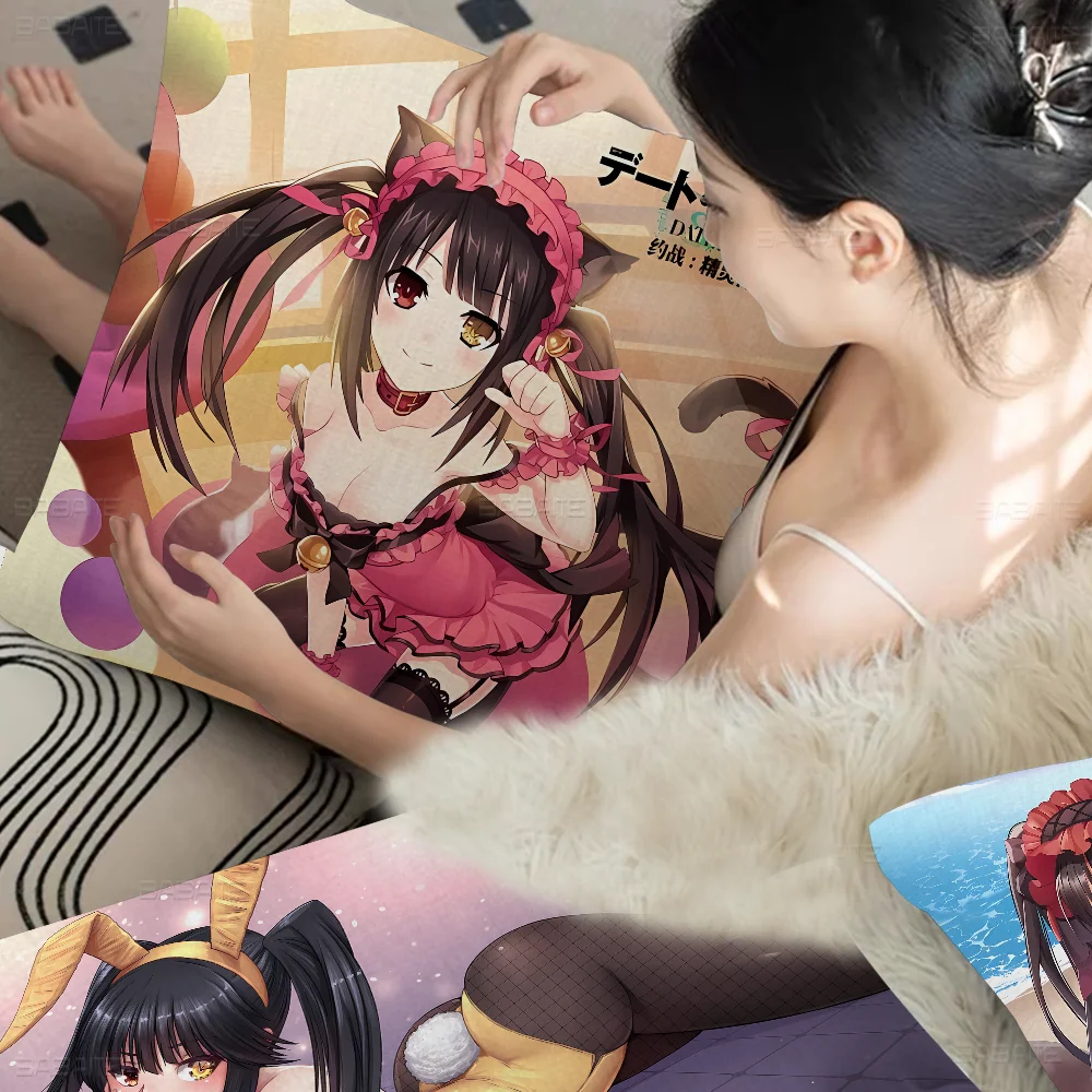 

Tokisaki Kurumi Date A Live Pillow Covers Cartoon Sofa Decorative Home Double-sided Printing Short Plush Cute Cushion Cover