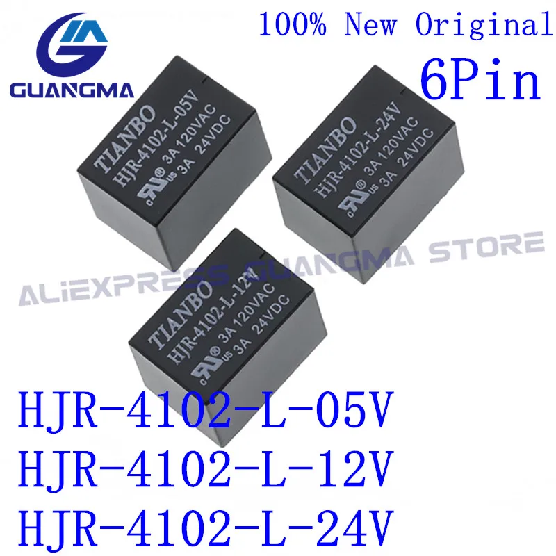 10PCS 100% New original Relay HJR-4102-L-05V HJR-4102-L-12V HJR-4102-L-24V 6Pin 3A 120VAC HJR 4102 L DC5V 12V 24VDC