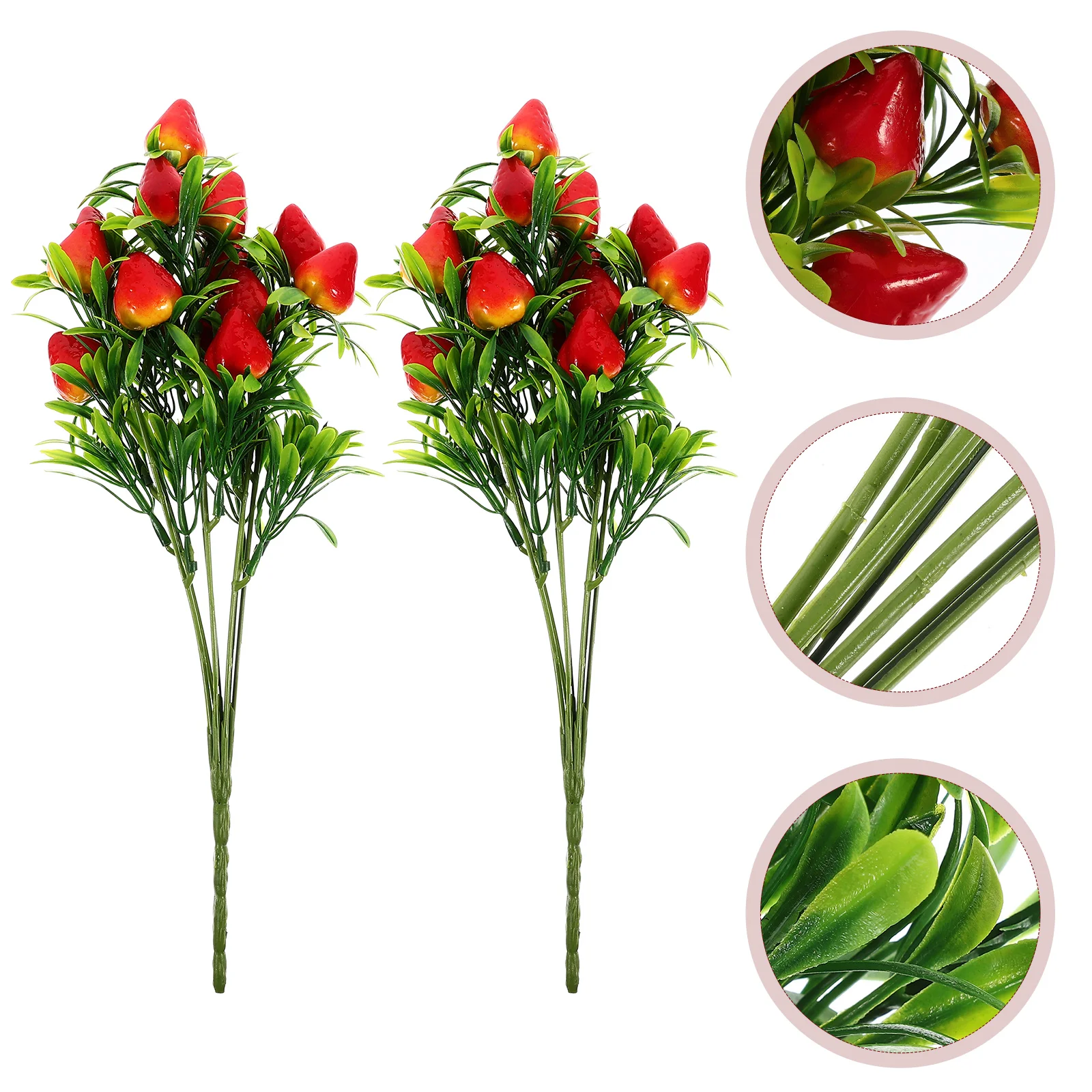 2 Pcs Artificial Flower Simulated Strawberry Bride Perlite for Plants Arrangement Decor Pvc Faux Party Props