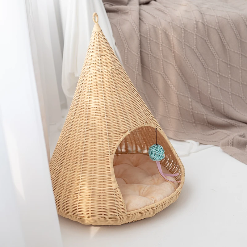 Cat Litter Four Seasons Universal Cat Sofa Summer Cat House Rattan Tent Villa House Semi-closed Can Be Washed