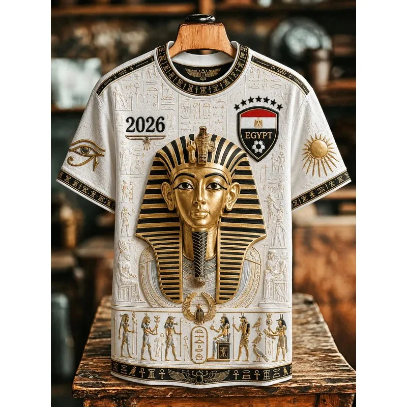 2027 Classic Egypt T-Shirt  3D Printed Soccer Jersey Printed With Egyptian Ankh Symbols  Casual Sportswear For Football Fans