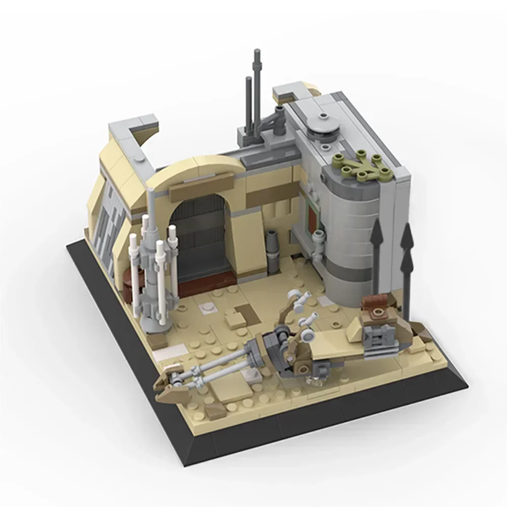 MOC Space Series Wars Desert Village Eisley-Cantina Slums Home Escape From Jedha Fight Spacecraft Nano Falcon Building Block