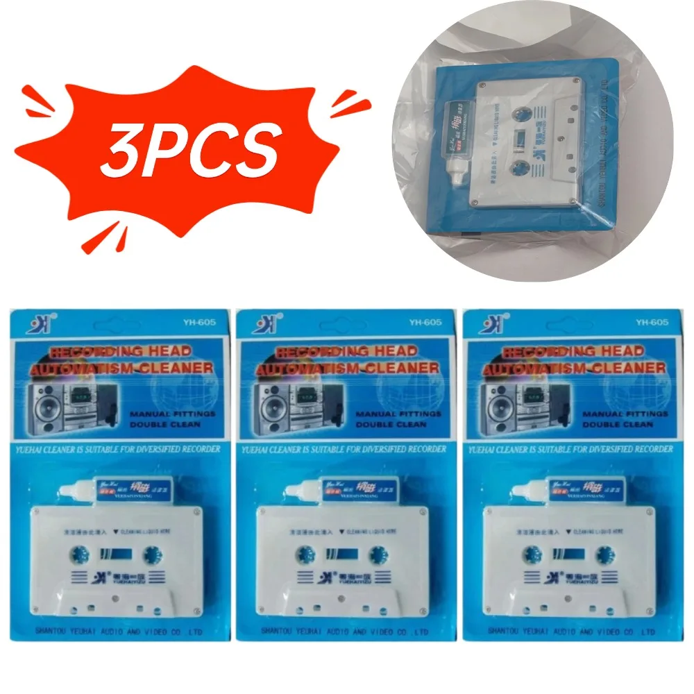 3pcs Cassette Tape Head Cleaner Demagnetizer Kits Commonly Used Player Cleaning Tool Recorder Cleaner Fluids