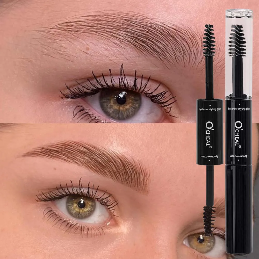 Double-ended สีดําสีน้ําตาล Dye Eyebrow เจลจัดแต่งทรงผมกันน้ํา Lasting Wild Brow Tint Wax โปร่งใส Liquid Brows ครีมเครื่องสําอาง
