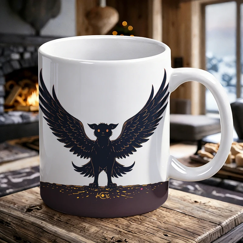

Cup & Mug Set, Dark Mythical Griffin Wing Ceramic Mug, Coffee Cup, Milk Cup, Office Tea Cup, Drinking Cup, Gift for Friends