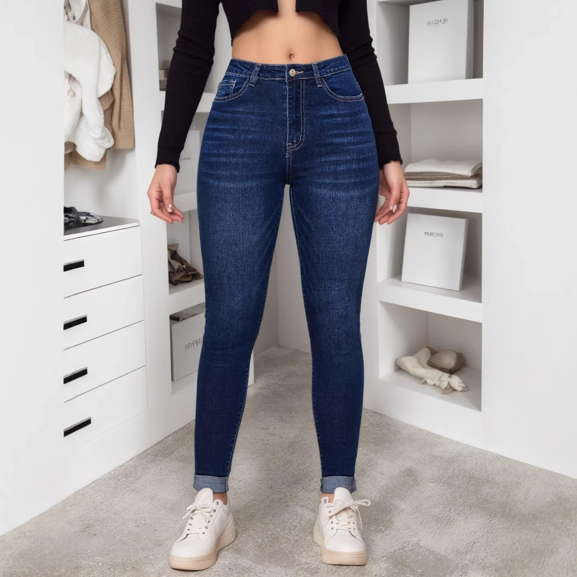 Street High Waist Stretch Skinny Jeans Women Tight Y2K Denim Pants