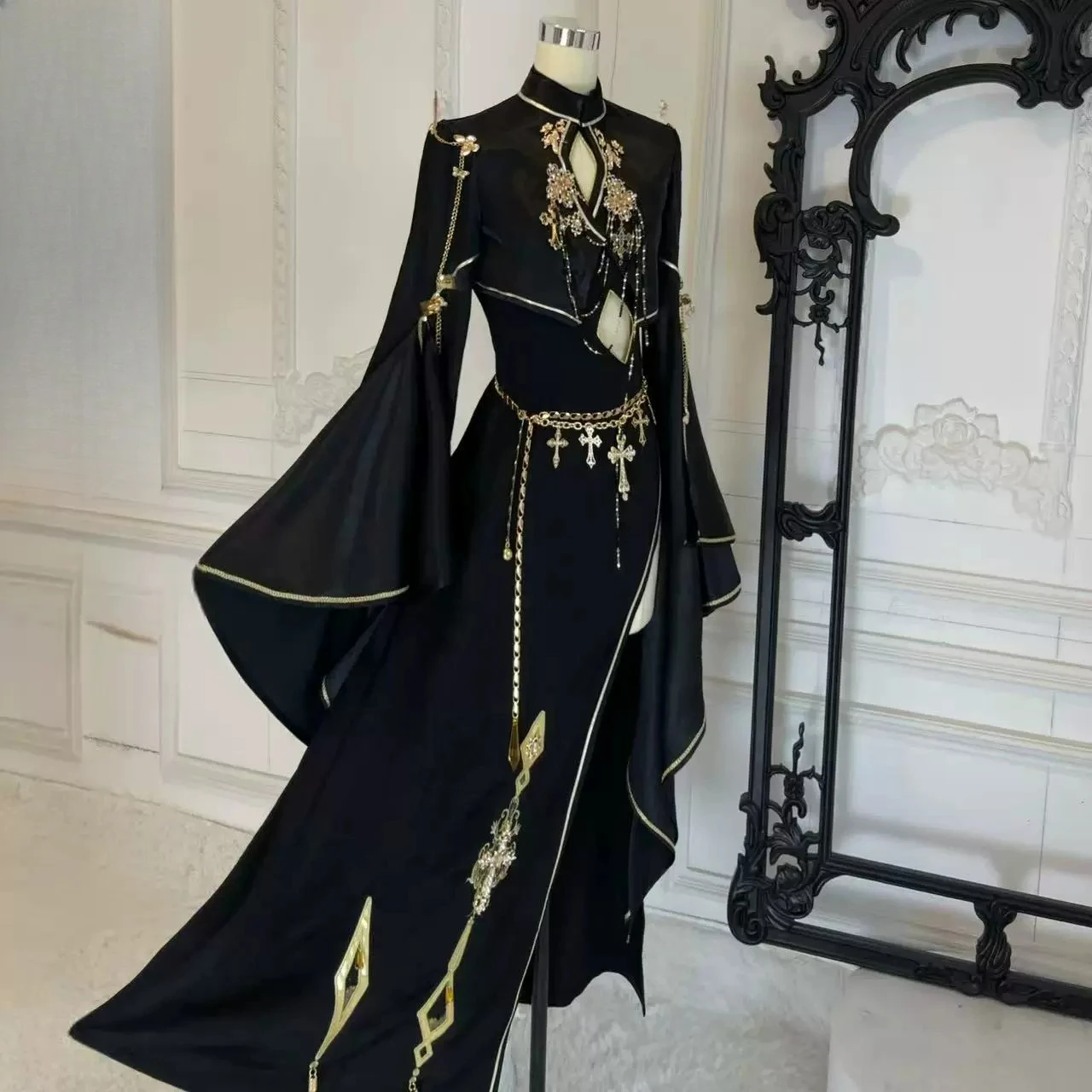 

Original Set OC Private Cos/New Chinese Exotic Black Gold Ancient Style Hanfu Halloween Uniform Carnival Party Play Role Clothes