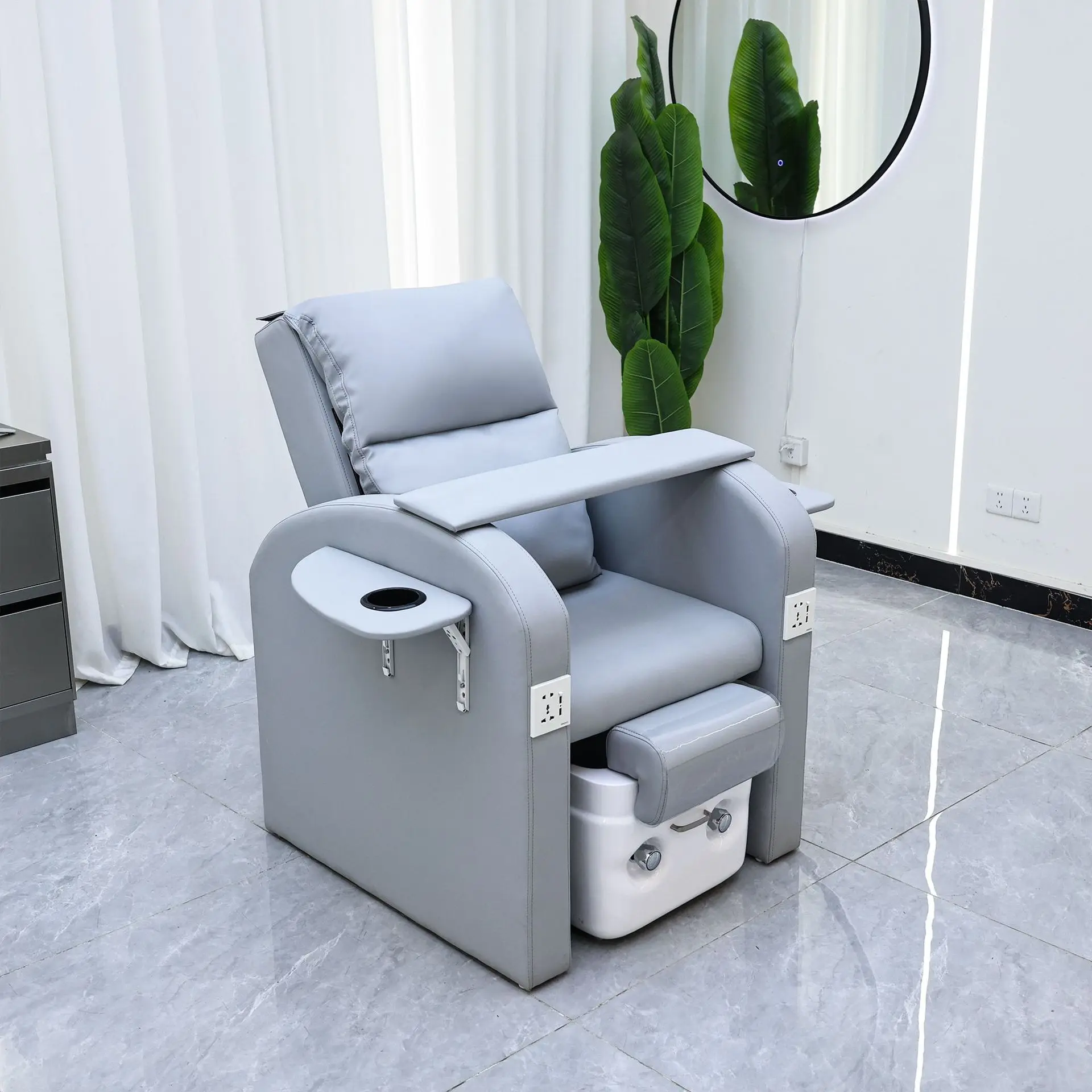 Electric Manicure and Foot Spa Sofa, Multi-functional Reclining Single Massage Foot Bath Chair for Tattoo, Eyelash Extension