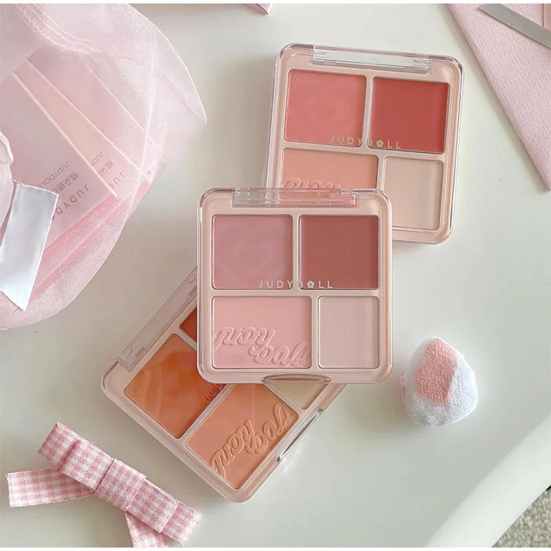 Judydoll Orange Blush Highlight Palette Blush Cream Blush Palette Uitbreidende kleur Matte Highlight Verhelderende gezichtsmake-up