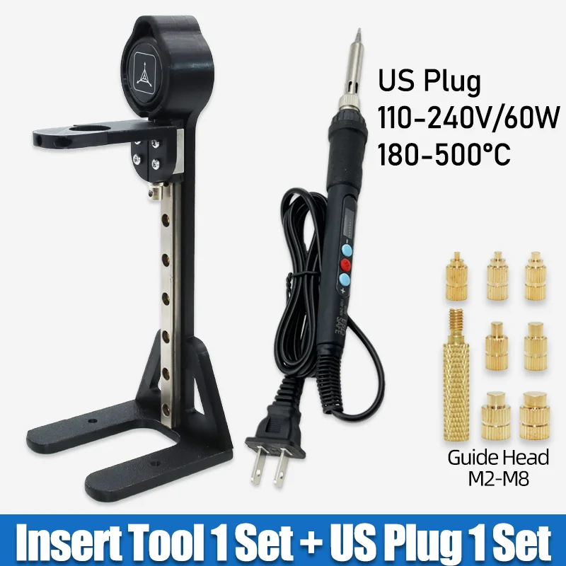 Wärmeeinpresswerkzeug M2 M3 M4 M5 M6 M8 Lötkolbenspitze Messinggewindeeinsatzmutter Heißschmelz-Kunststoffmuttern-Kit für 3D-Druck-Einsätze