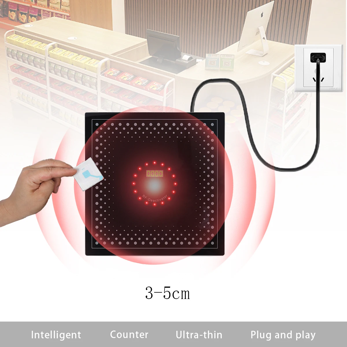 Label Deactivator Met Geluid En Licht Alarm Voor Rf8. 2mhz Eas Systemen 110V-240V Retail Beveiliging Anti Diefstal Apparatuur