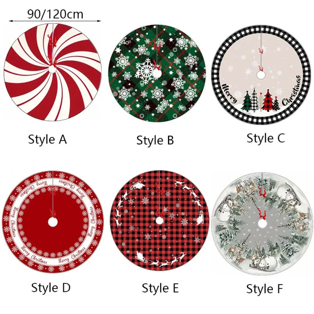 Red Swirl Christmas Tree Skirts Large Size 90/120cm Christmas Tree Mat Polyester Round Xmas Tree Carpet Shopping Mal