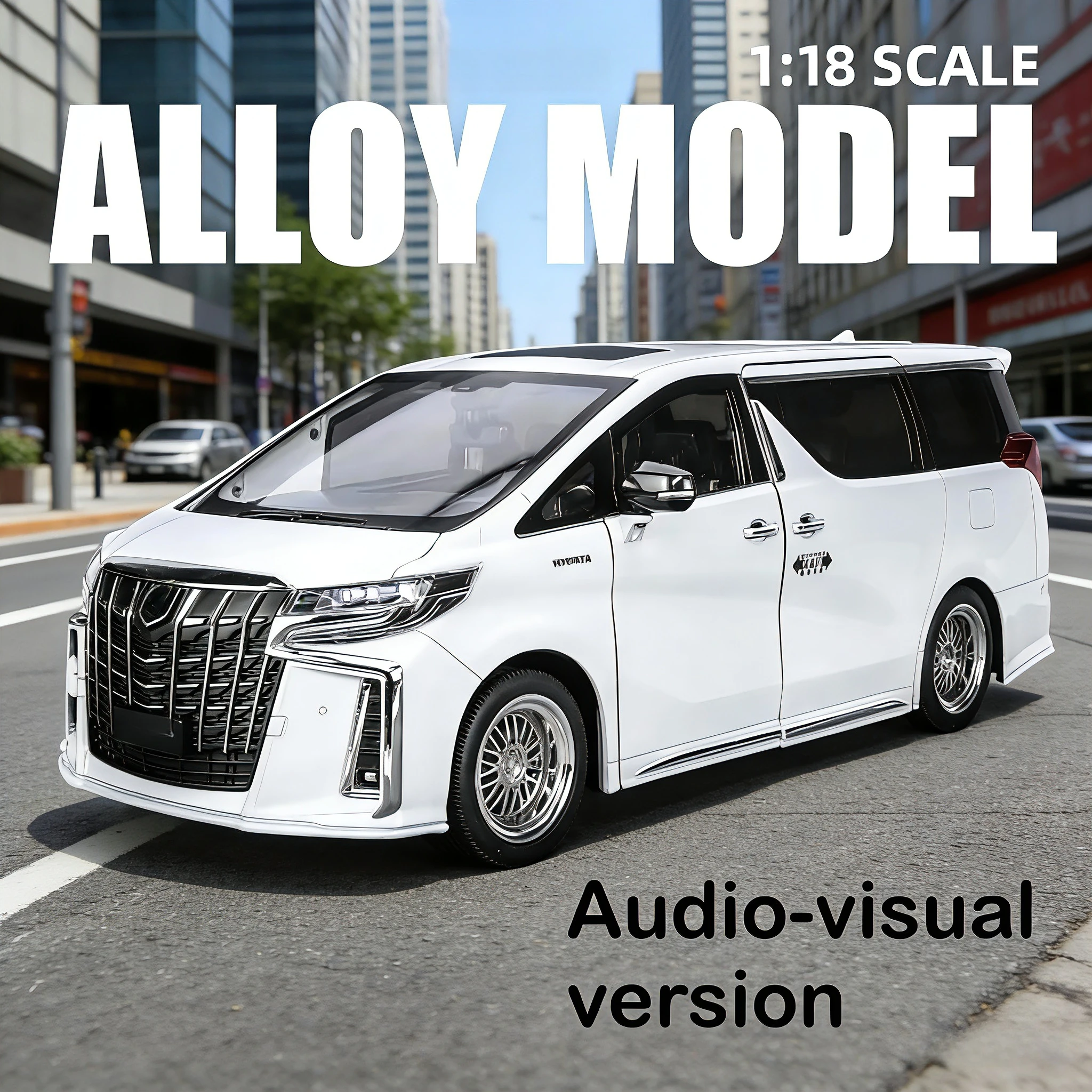 

1:18 alloy material car model, alloy die-cast toy, multi-functional van, simulated sound, light and color effects,Gift ornaments