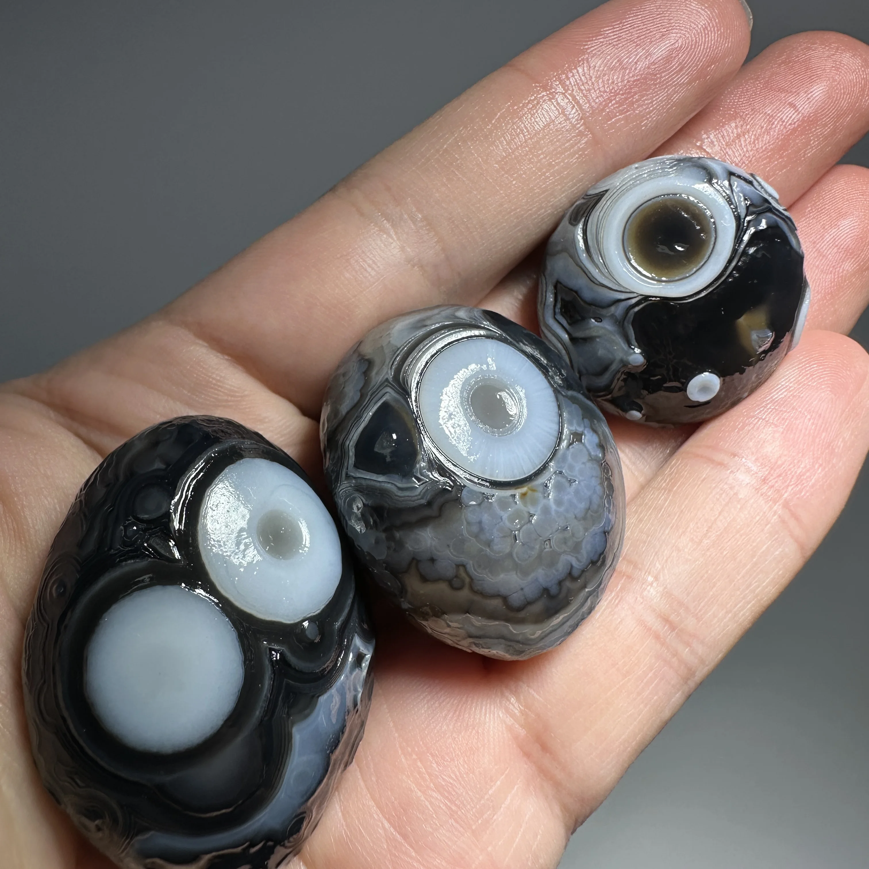 Natural Black Sardonyx Agate Alxa Gobi Eye Mineral Specimen Energy Crystal Chakra Reiki Healing Stone