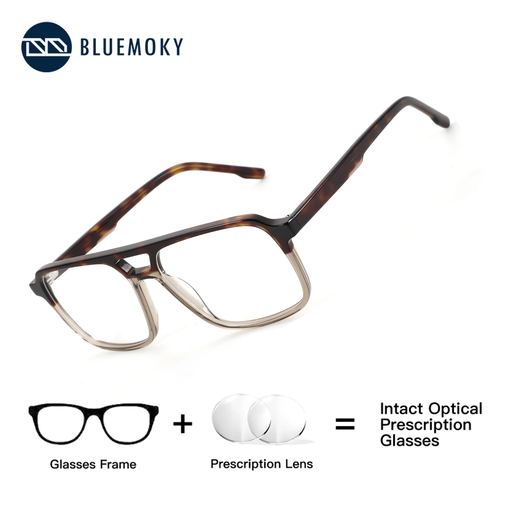 

BLUEMOKY Pilot Prescription Glasses Men Handmade Acetate Photochromic Anti Blue Light Progressive Myopia Reading Glasses