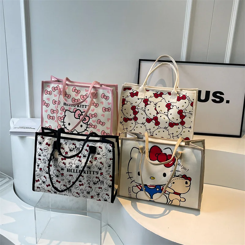 

Sanrio Hello Kitty модный рюкзак модный мультяшный дизайн большой вместимости женские дорожные холщовые сумки спортивная сумка