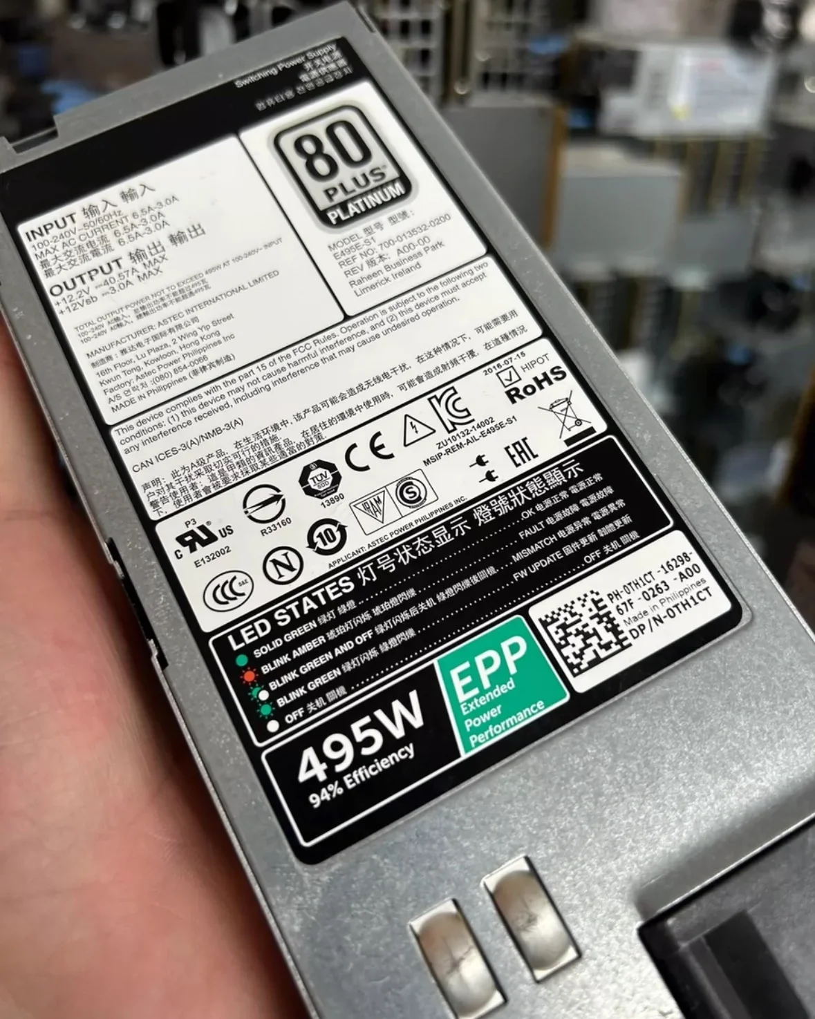 

TH1CT PowerEdge R730 495 Вт 80 Plus Платиновый блок питания с возможностью горячей замены 0TH1CT