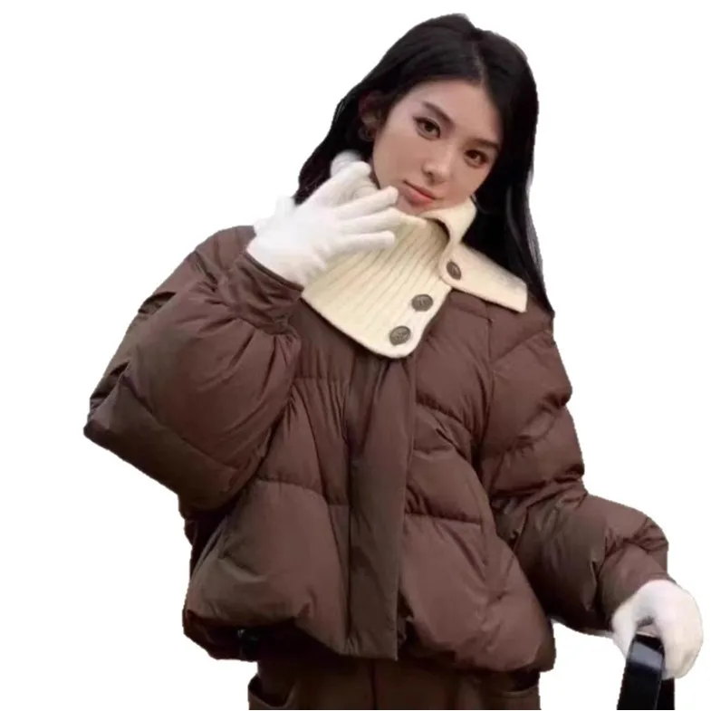 

Women's Knitted Short Cotton Jacket Large Collar Winter Coat Stylish Popular Cotton Padded Vest Fashionable and Attractive