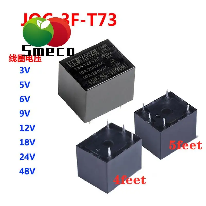 JQC-3F реле DC3V5V6V9V12V24V18v преобразование 48v Небольшая нормально открытая рисоварка T73 с постоянным током 4 фута, нормально открытая