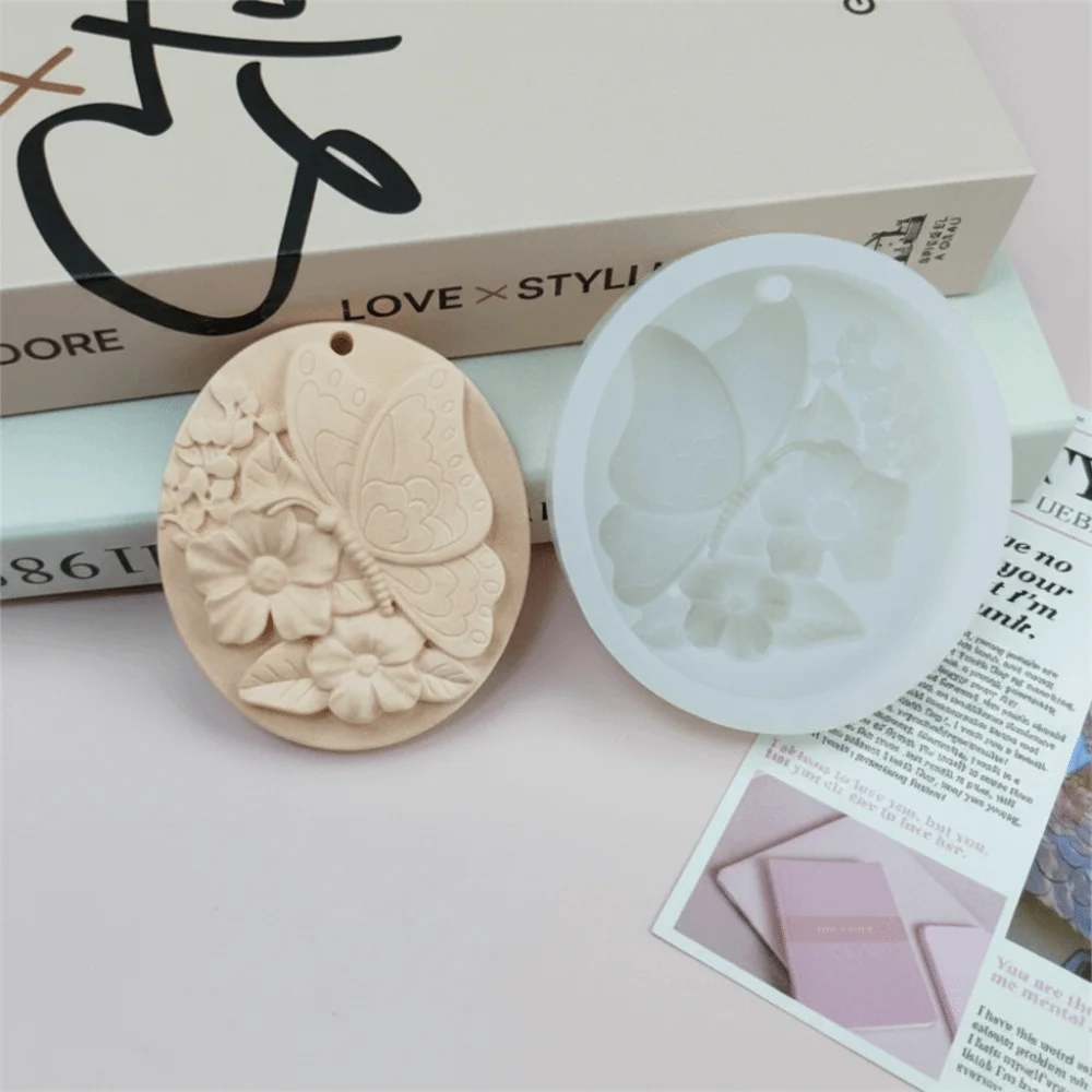 Oval Shape Silicone Flower Mold Rectangle Shape 3D Rose Flower DIY Flower Mold Handmade Relief Leaf Relief Gypsum Tagging Mold