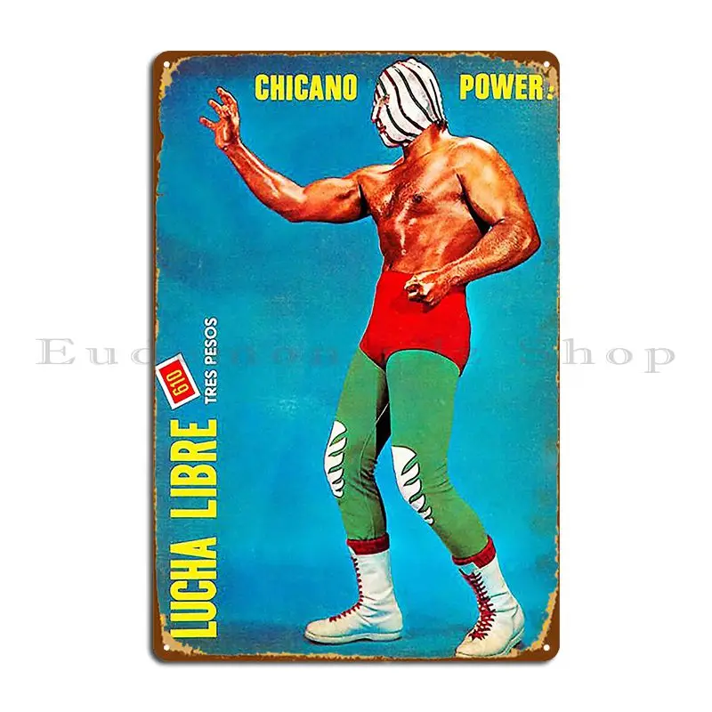 Placa de Metal de lucha libre de Lucha Libre Vintage mexicano, cartel de estaño para pared de personaje de sala de estar y Pub
