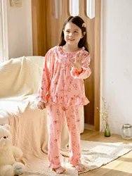 2pcs Kids Girls Cute Rabbit Shirt Long Sleeve Top + Trousers Comfortable Fashion Refreshing Bright Loungewear Set 6,692