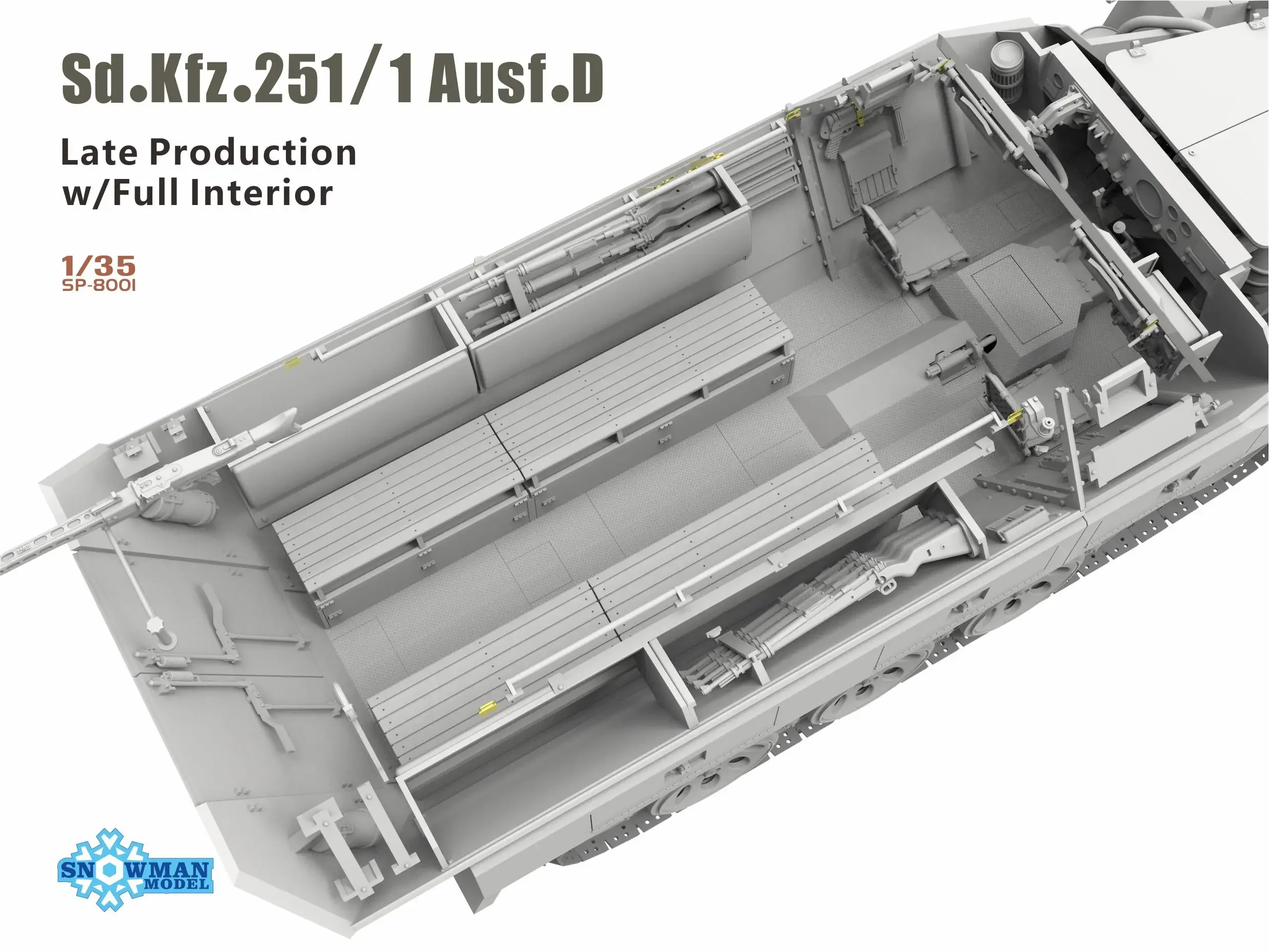 SNOWMAN SP-8001 1/35 German Sd Kfz.251/1 D-type Half Tracked Armored Personnel Carrier, Later Stage Fully Internal Structure