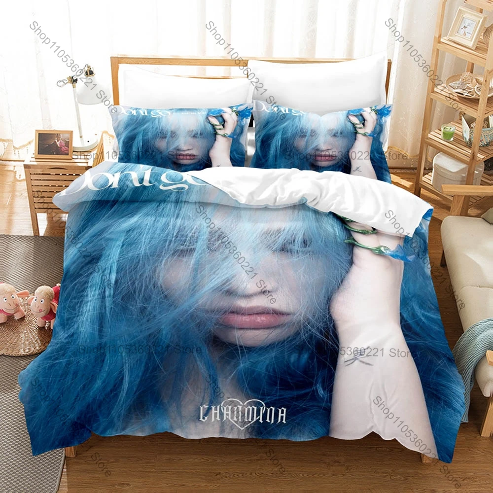 Chanmina Japanese Trilingual Rapper Forever Pink Diamond Bedding Set Duvet Cover + 2 Pillowcases For Hip Hop Fans Bedroom Decor