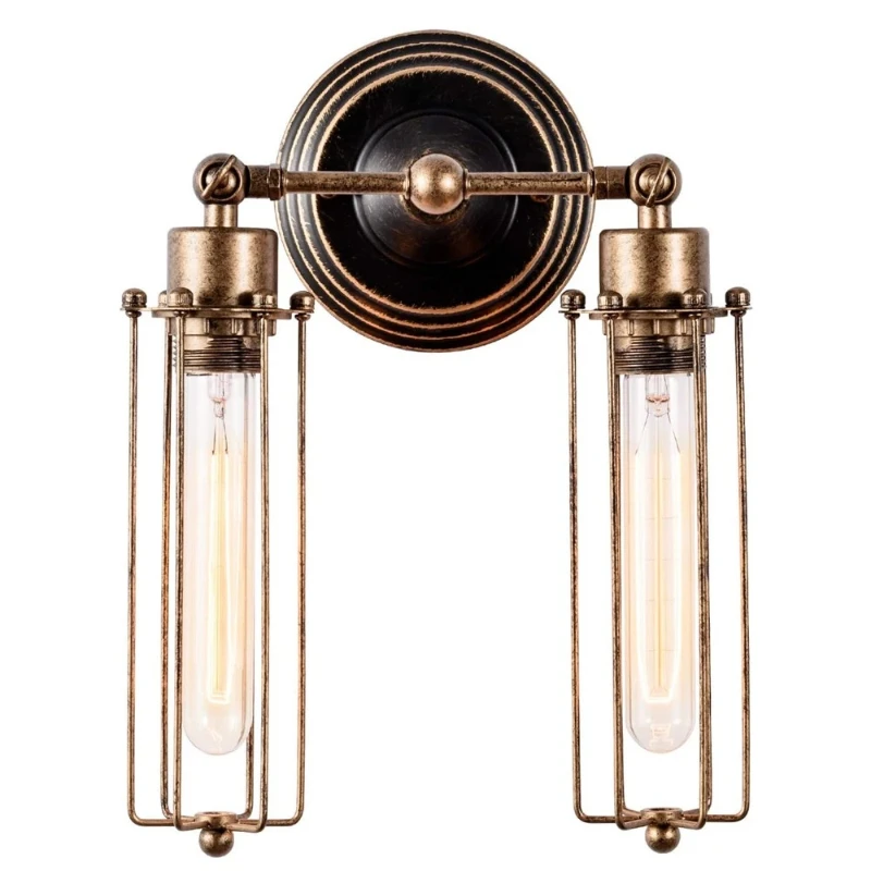 Italy Retro Industrial Iron Wall Lamp Corridor Staircase Restaurant Indoor Billiard Hall Double Head Adjustable Decorative Light