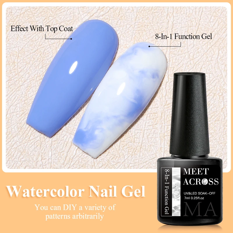 MEET ACROSS 7ml 8 In1 네일 젤 베이스 블루밍 익스텐션 강화 라인스톤 젤 & 네일 글루 슬립 솔루션 컬러 믹싱으로 사용