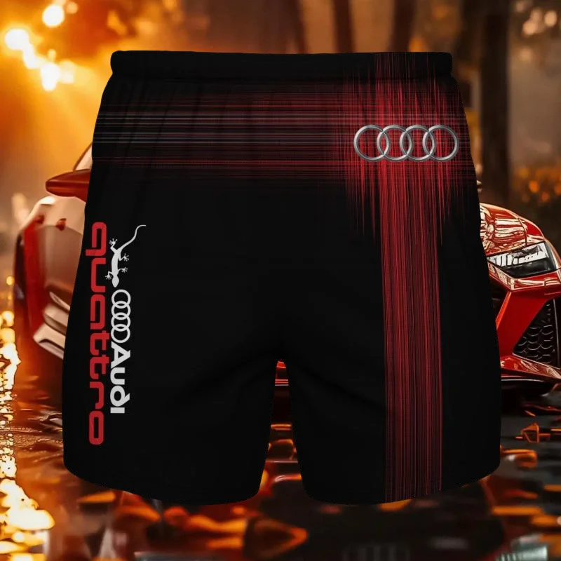 

Бестселлер мужских шорт Audi Quattro с 3D-принтом и дышащими и модными быстросохнущими шортами MOTO черного и красного цвета