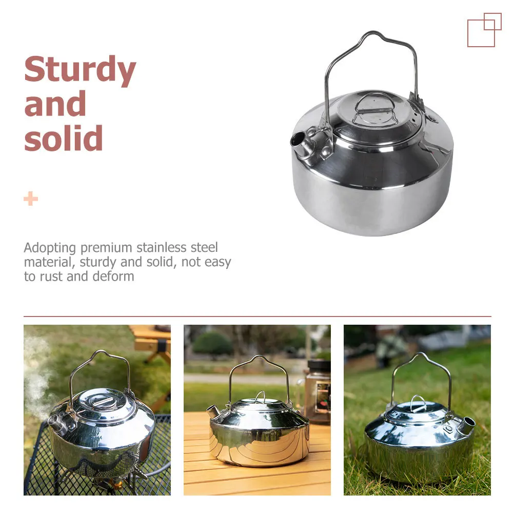 

Portable Stainless Steel Water Kettle Outdoor Camping Stovetop Tea Kettle Wear-Resistant Water Pot Outdoor Supplies