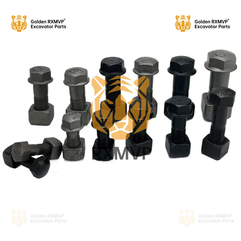 Chain Plate Screw Excavator Track Plate Nut 12.9 Grade Bolt Anti Loosening Chain Excavator Accessories