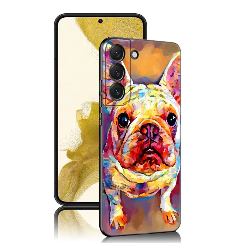 French Bulldog dog animal Black Silicone Phone Case For Samsung Galaxy S23 S21 S20 FE S24 S22 Ultra S10E S10 S9 S8 Plus image 4