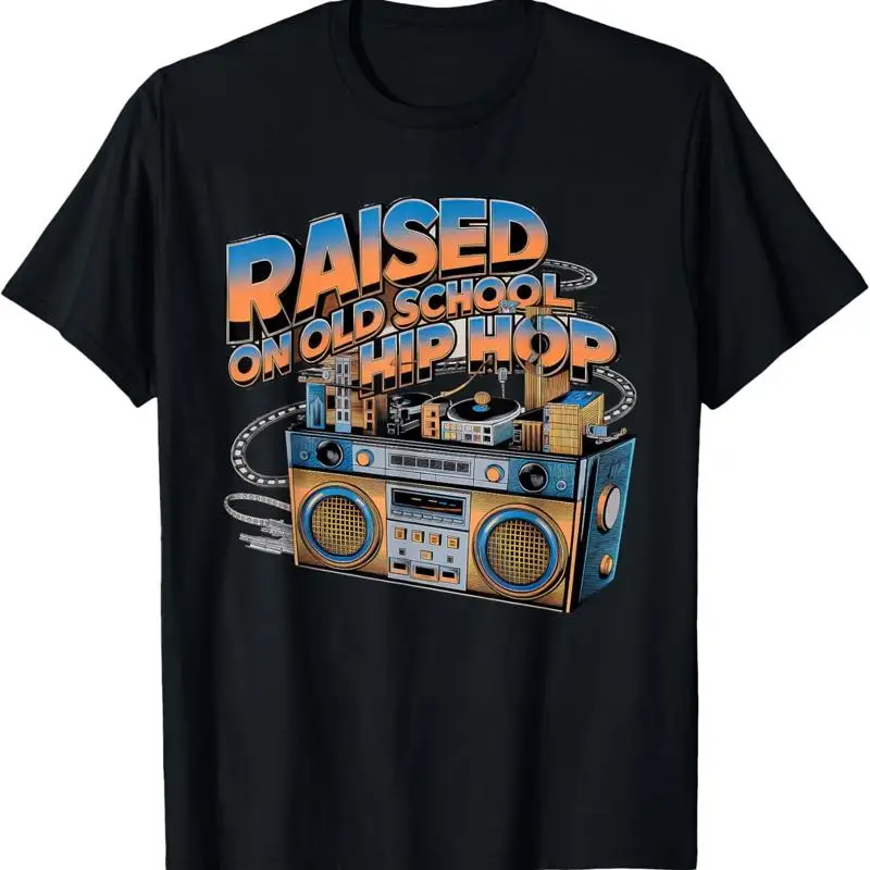 

Футболка в стиле хип-хоп Raised On Old School, кассета, граффити, рэп