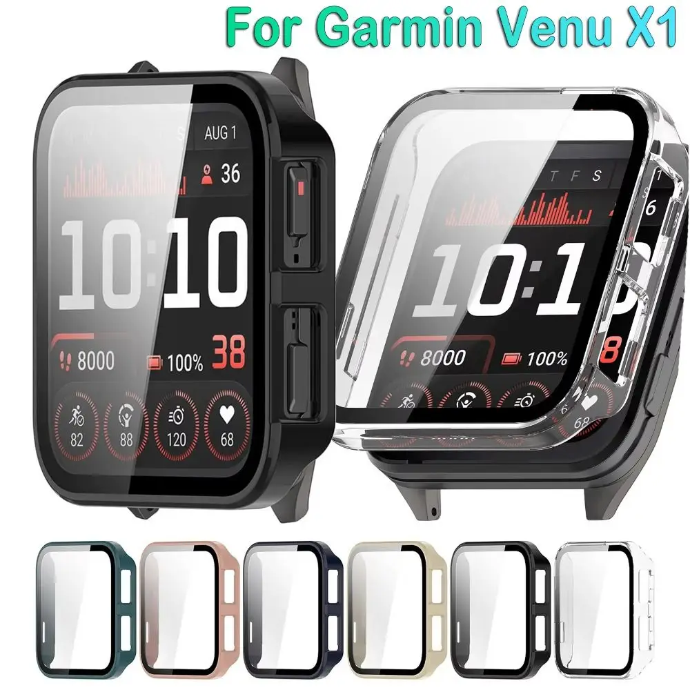 PC + Casing Pelindung Tempered Pelindung Layar Bumper Anti Gores Cakupan Penuh Cangkang Penutup Ultra-HD untuk Garmin Venu X1