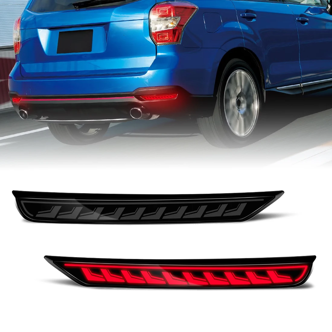 

LED Rear Bumper Reflector Lights For Subaru Forester 2008 2009 2010 - 2016 2017 2018 Car Brake Dynamic Turn Signal Lamps 12V