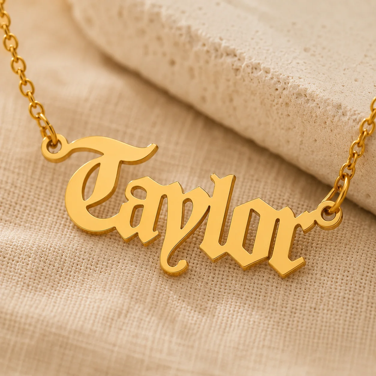 

Custom Gothic Name Necklace Stainless Steel Personalized Old English Name Pendant Gold Silver Gift