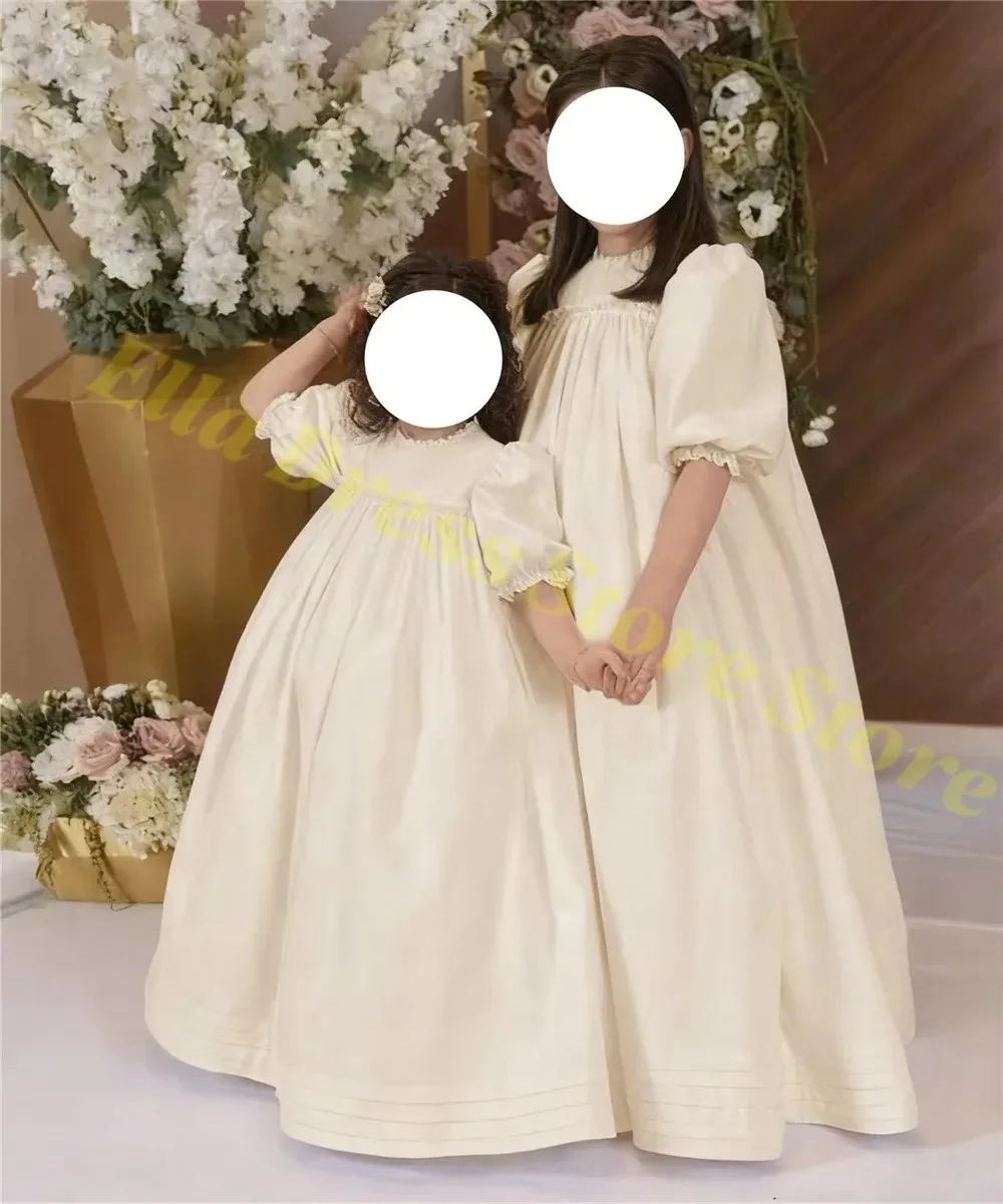 Großhandel Elegantes Hochwertiges Kommunion-Blumenmädchenkleid aus Satin, Flauschig für Hochzeit, Taufe, Ballkleider, Kindergeburtstagsfeiern – Detail 3
