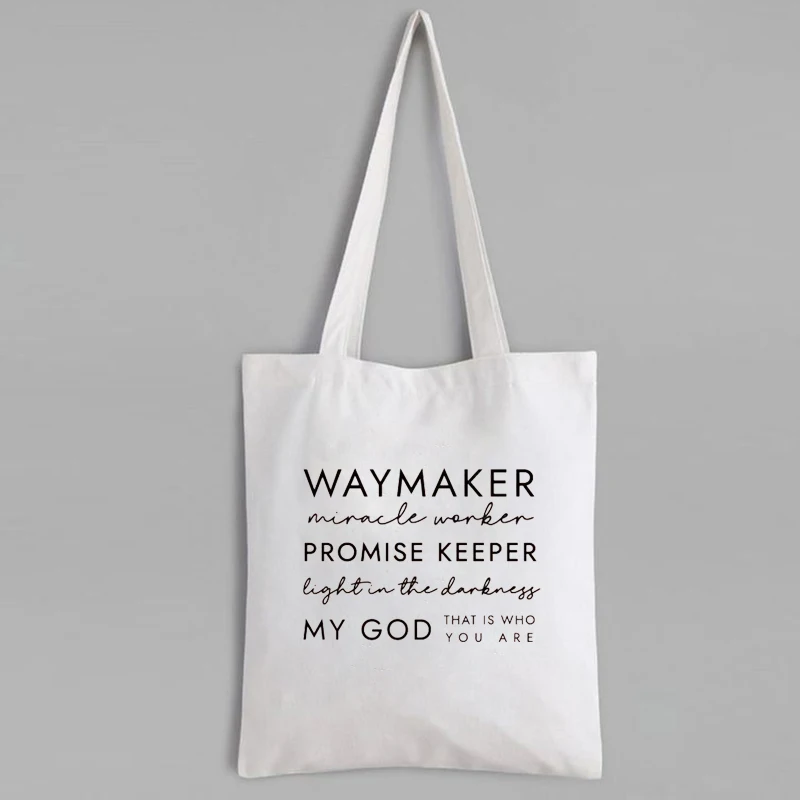 Waymaker Shopping Bags Jesus Eco Friendly Bags 2021 Fashion Tote Bag No Zipper My God Letter Custom Shopping Bags