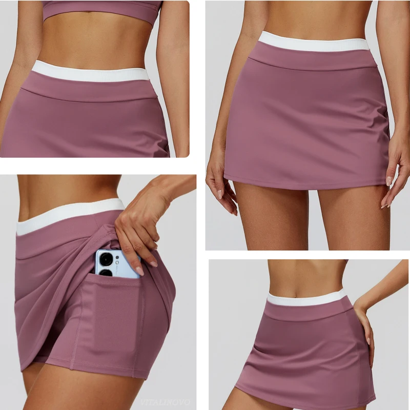 تنورة تنس نسائية من VITALINOVO مع جيب عالي الخصر تنانير رياضية للتنس والجولف للتمرين والجري وكرة البيسبول #5